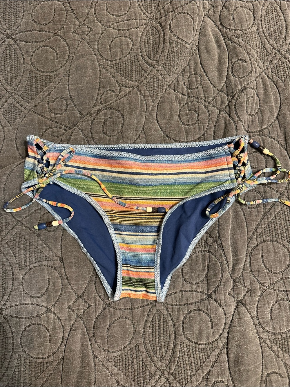 Becca Emily Metallic Lace-Up Hipster Bikini Bottom